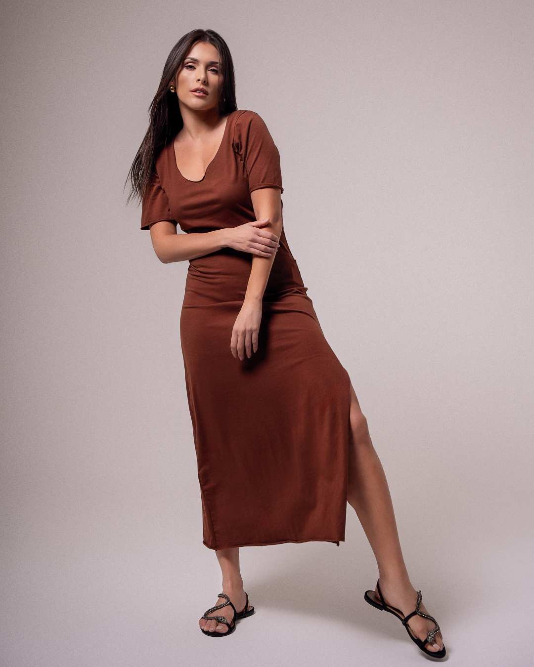 Vestido Lavinia Marrom - LEVEZA