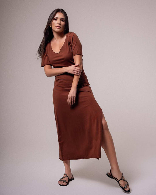 Vestido Lavinia Marrom - LEVEZA